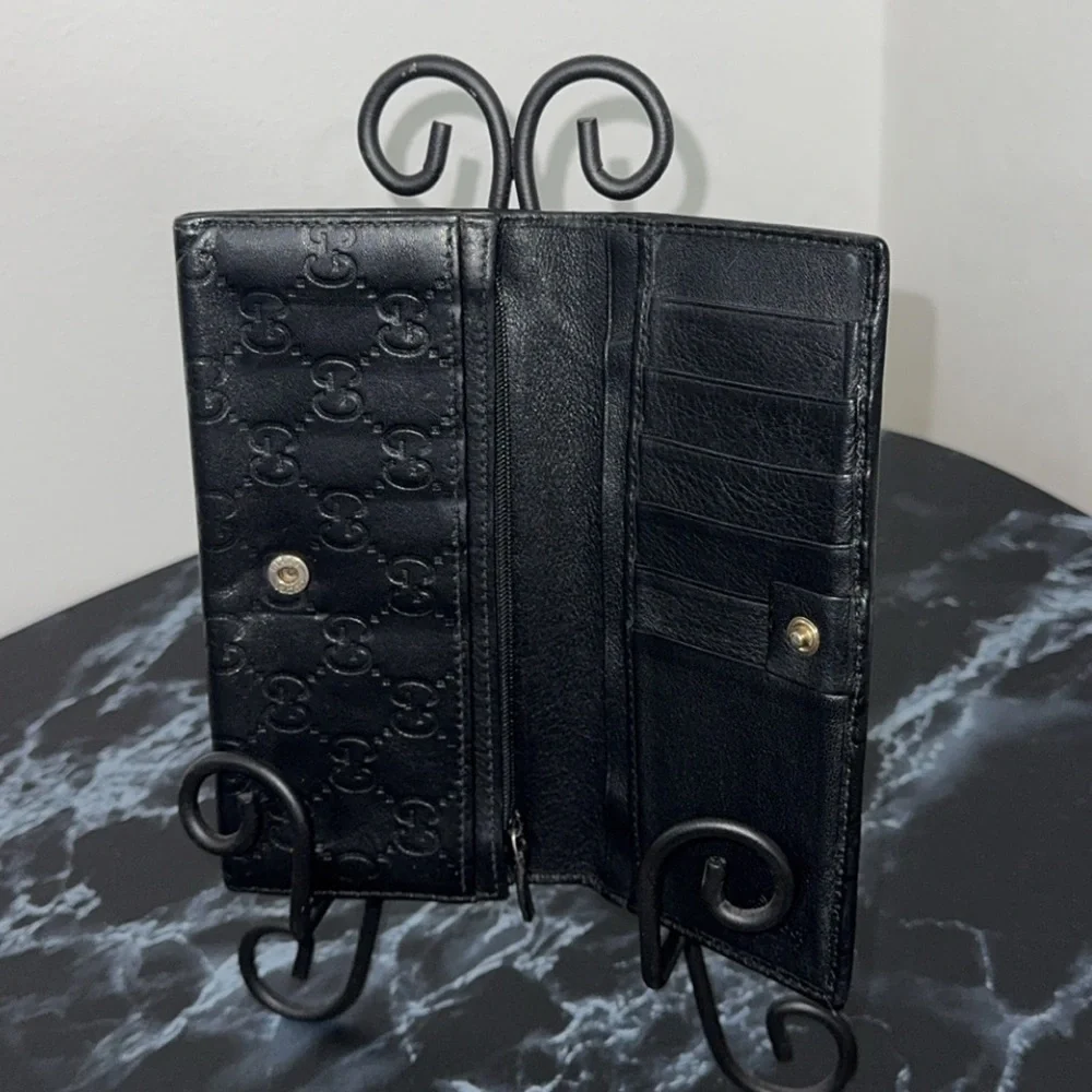 GUCCI Women’s Black Fold Leather Wallet 100% AUTHENTIC